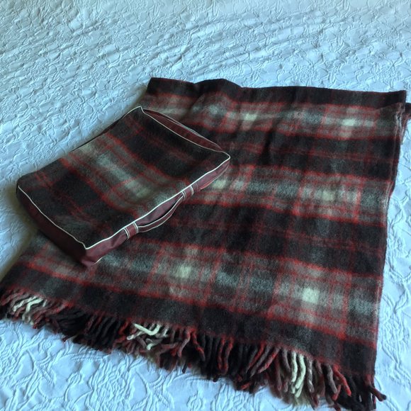 Eaton Haddon Hall Custom Wool Blanket / Travel Rug With Original Case Brown Tart - Picture 2 of 8